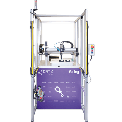 RBTX Klebezelle | Arbeitsraum 500x500x100 | mit Lichtgitter & Dosiersystem: